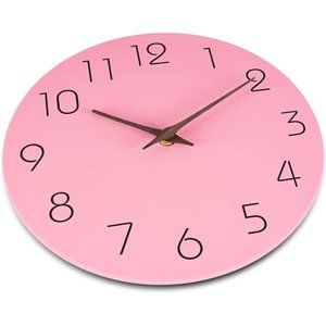 10" Silent Non Ticking Wall Clock Battery Operated - Simple Minimalist Wooden